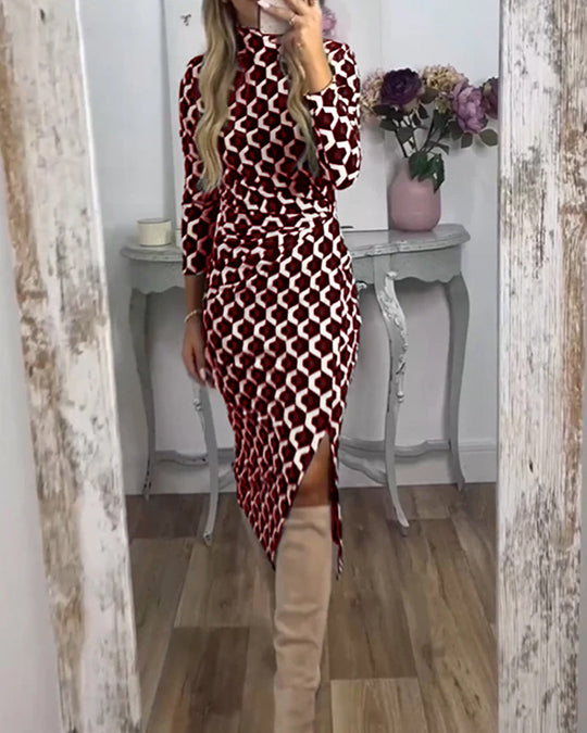 Marina™ Halpikkely mintás ruha sliccel